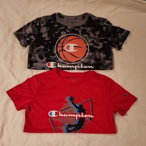 Champion Kids' Black Camo and Red Graphic Basketball Tees. Size 10/12